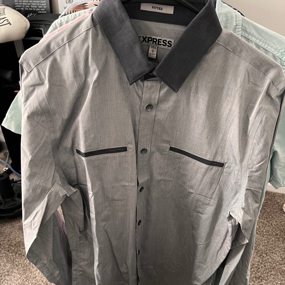 Express Long Sleeve Button Up - Size Medium - Gray - Picture 2 of 3